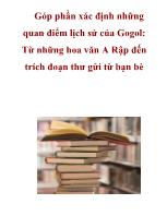 Góp phần xác định những quan điểm lịch sử của Gogol: Từ những hoa văn A Rập đến trích đoạn thư gửi từ bạn bè