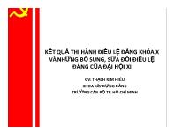 Kết quả thi hành điều lệ Đảng khóa X và những bổ sung, sửa đổi điều lệ đảng của đại hội XI