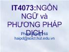 Ngôn ngữ và phương pháp dịch