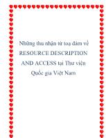 Những thu nhận từ toạ đàm về resource description and access tại thư viện quốc gia Việt Nam