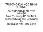 Ôn tập chính trị tốt nghiệp môn: Tư tưởng Hồ Chí Minh