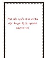 Phát triển nguồn nhân lực thư viện: Từ góc độ đội ngũ tình nguyện viên