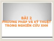 Phương pháp và kỹ thuật trong nghiên cứu xã hội học