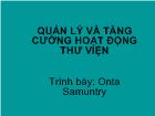 Quản lý và tăng cường hoạt động thư viện