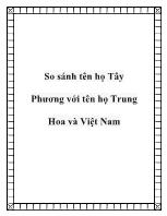 So sánh tên họ Tây Phương với tên họ Trung Hoa và Việt Nam