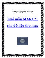 Tài liệu nghiệp vụ thư viện khổ mẫu marc21 cho dữ liệu thư mục