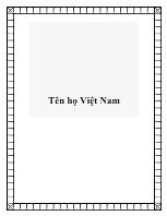 Tên họ Việt Nam (tiếp)