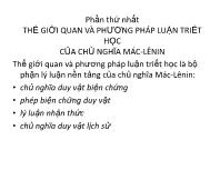 Thế giới quan và phương pháp luận triết học của chủ nghĩa Mác - Lênin