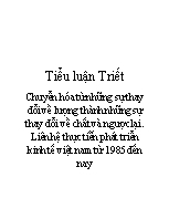 Tiểu luận Triết Chuyển hóa từ những sự thay đổi về lượng thành những sự thay đổi về chất và ngược lại. Liên hệ thực tiễn phát triển kinh tế Việt Nam từ 1985 đến nay