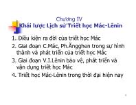 Triết học Mac - Lê nin - Chương IV: Khái lược Lịch sử Triết học Mác - Lênin