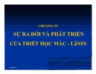 Triết học Mac - Lê nin - Chương IV: Sự ra đời và phát triển của triết học Mác - Lenin