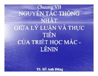 Triết học Mac - Lê nin - Chương VII: Nguyên tắc thống nhất giữa lý luận và thực tiễn của triết học Mác - Lênin