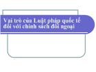 Vai trò của Luật pháp quốc tế đối với chính sách đối ngoại