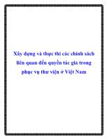 Xây dựng và thực thi các chính sách liên quan đến quyền tác giả trong phục vụ thư viện ở Việt Nam