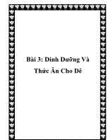 Bài giảng Bài 3: Dinh dưỡng và thức ăn cho dê