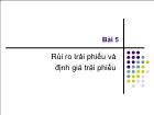 Bài giảng Bài 5: Rủi ro trái phiếu và định giá trái phiếu