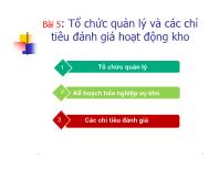 Bài giảng Bài 5: Tổ chức quản lý và các chỉ tiêu đánh giá hoạt động kho