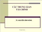 Bài giảng Các trung gian tài chính - Nguyễn Vĩnh Hùng