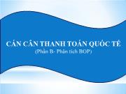 Bài giảng Cán cân thanh toán quốc tế (tiếp theo)