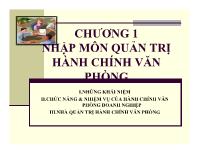 Bài giảng Chương 1: Nhập môn quản trị hành chính văn phòng