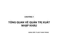 Bài giảng Chương 1: Tổng quan về quản trị xuất nhập khẩu