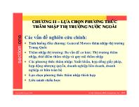 Bài giảng Chương 11 – Lựa chọn phương thức thâm nhập thị trường nước ngoài