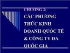 Bài giảng Chương 2: các phương thức kinh doanh quốc tế VÀ công ty đa quốc gia