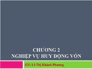 Bài giảng Chương 2: Nghiệp vụ huy động vốn - Lê Thị Khánh Phương