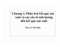 Bài giảng Chương 2: Phân tích kết quả sản xuất và các yếu tố ảnh hưởng đến kết quả sản xuất