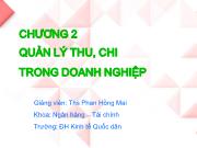 Bài giảng Chương 2: Quản lý thu, chi trong doanh nghiệp