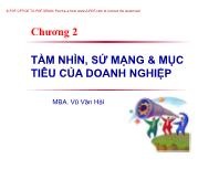 Bài giảng Chương 2: Tầm nhìn, sứ mạng và mục tiêu của doanh nghiệp