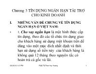 Bài giảng Chương 3: Tín dụng ngắn hạn tài trợ cho kinh doanh