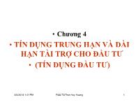 Bài giảng Chương 4: Tín dụng trung hạn và dài hạn tài trợ cho đầu tư (tín dụng đầu tư)