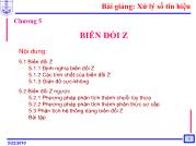 Bài giảng Chương 5: Biến đổi z