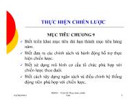 Bài giảng Chương 9: Thực hiện chiến lược (tiếp)