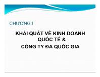 Bài giảng Chương I: Khái quát vềkinh doanh quốc tế và công ty đa quốc gia