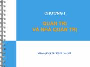 Bài giảng Chương I: Quản trị và nhà quản trị