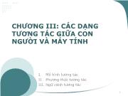 Bài giảng Chương III: Các dạng tương tác giữa con người và máy tính