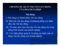 Bài giảng Chương III: Quản trị vốn lưu động của doanh nghiệp