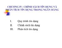 Bài giảng Chương IV: Chính sách tín dụng và phân tích tín dụng trong ngân hàng