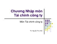 Bài giảng Chương nhập môn tài chính công ty