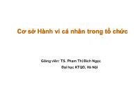 Bài giảng Cơ sở Hành vi cá nhân trong tổ chức