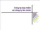 Bài giảng Công ty bảo hiểm và công ty tài chính