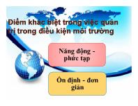 Bài giảng Điểm khác biệt trong việc quản trị trong điều kiện môi trường