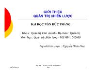 Bài giảng Giới thiệu quản trị chiến lược (tiếp)