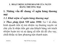 Bài giảng Hoạt động kinh doanh của ngân hàng thương mại (tiếp)