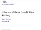 Bài giảng Kiểm soát nội bộ và quản lý rủi ro tín dụng