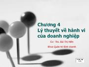 Bài giảng Kinh tế lượng - Chương 4: Lý thuyết về hành vi của doanh nghiệp