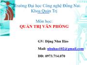 Bài giảng Môn học: quản trị văn phòng