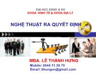 Bài giảng Nghệ thuật ra quyết định nghệ thuật ra quyết định